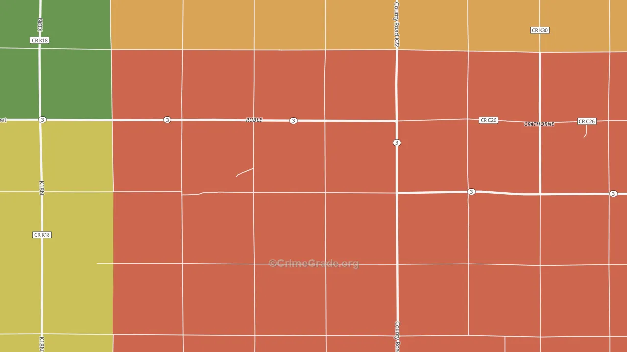 Ruble, IA Map of Burglary Rates