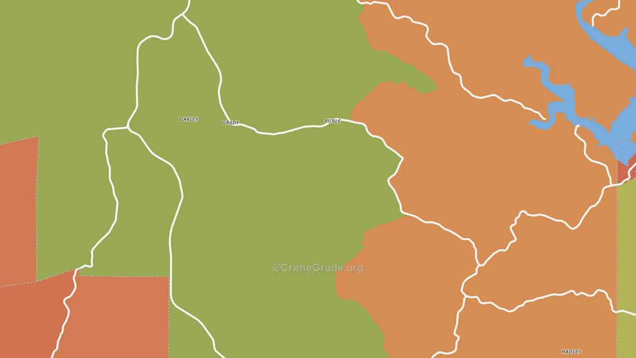 Ruble, MO Map of Burglary Rates