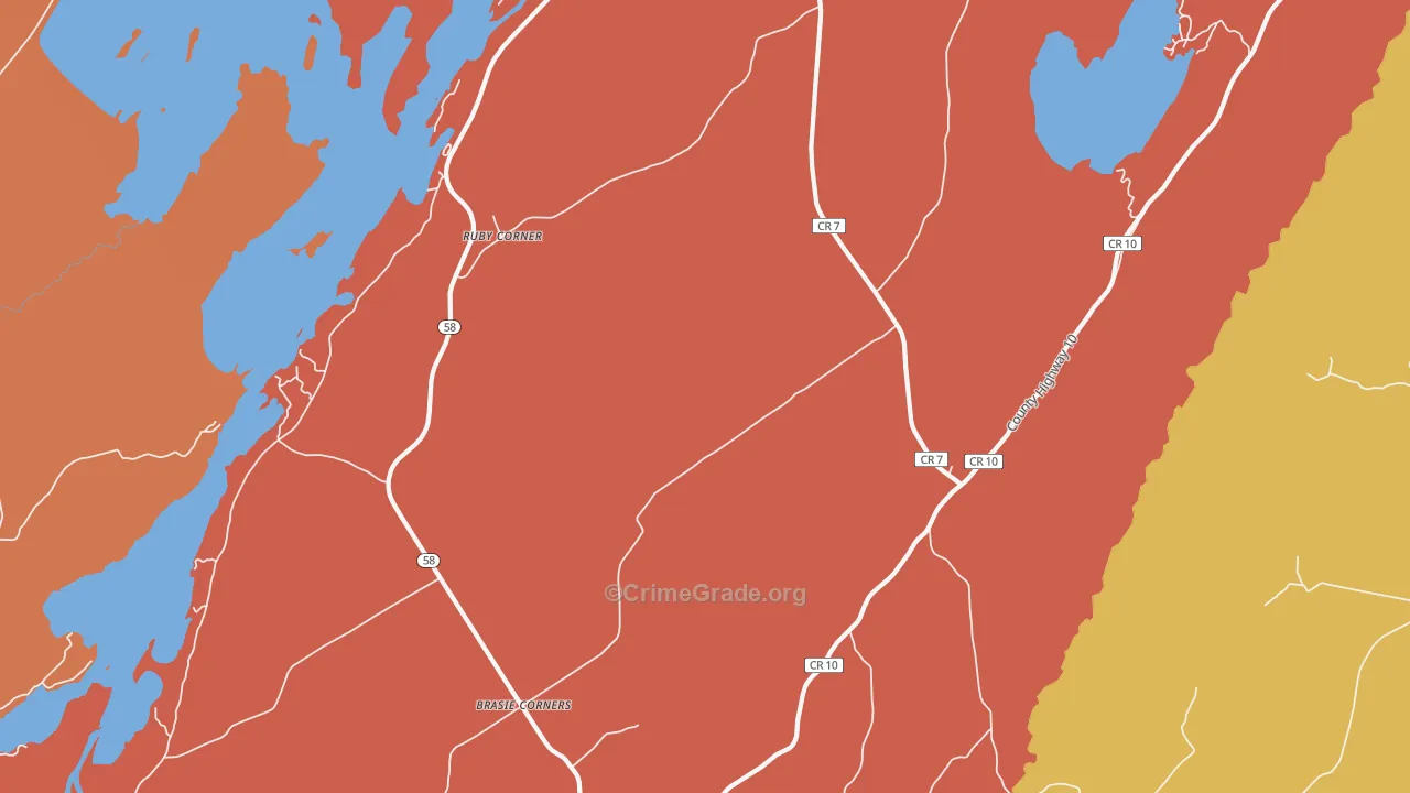 Ruby Corner, NY Map of Burglary Rates