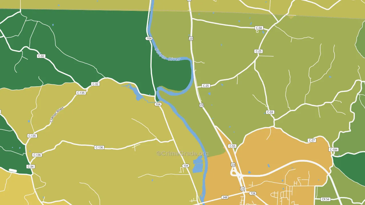 Rubyville, OH Map of Burglary Rates