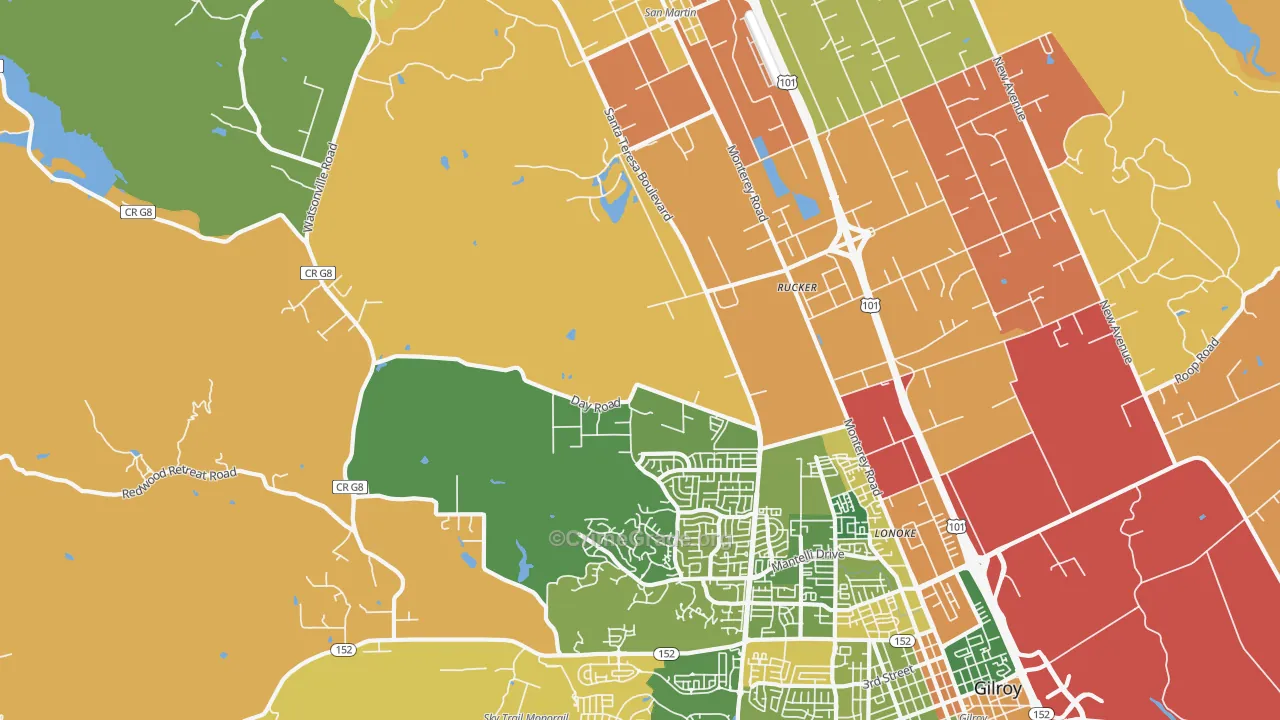 Rucker, CA Map of Burglary Rates