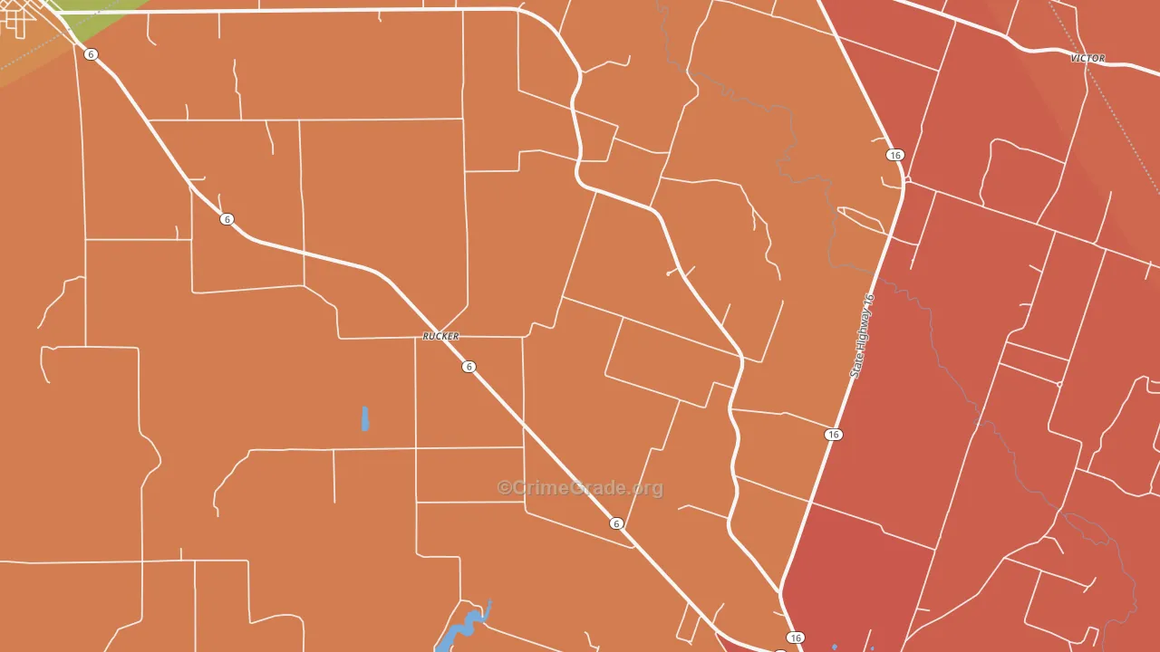 Rucker, TX Map of Burglary Rates