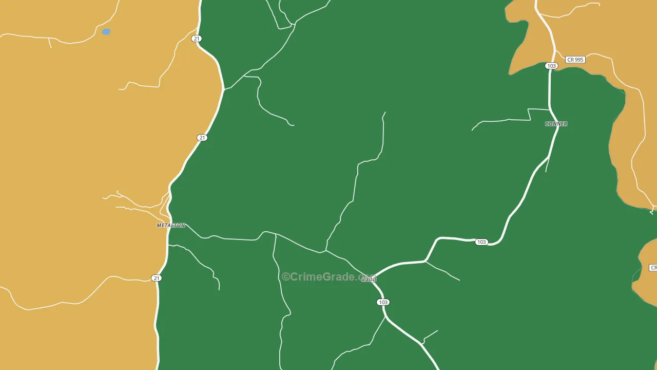 Rudd, AR Map of Burglary Rates