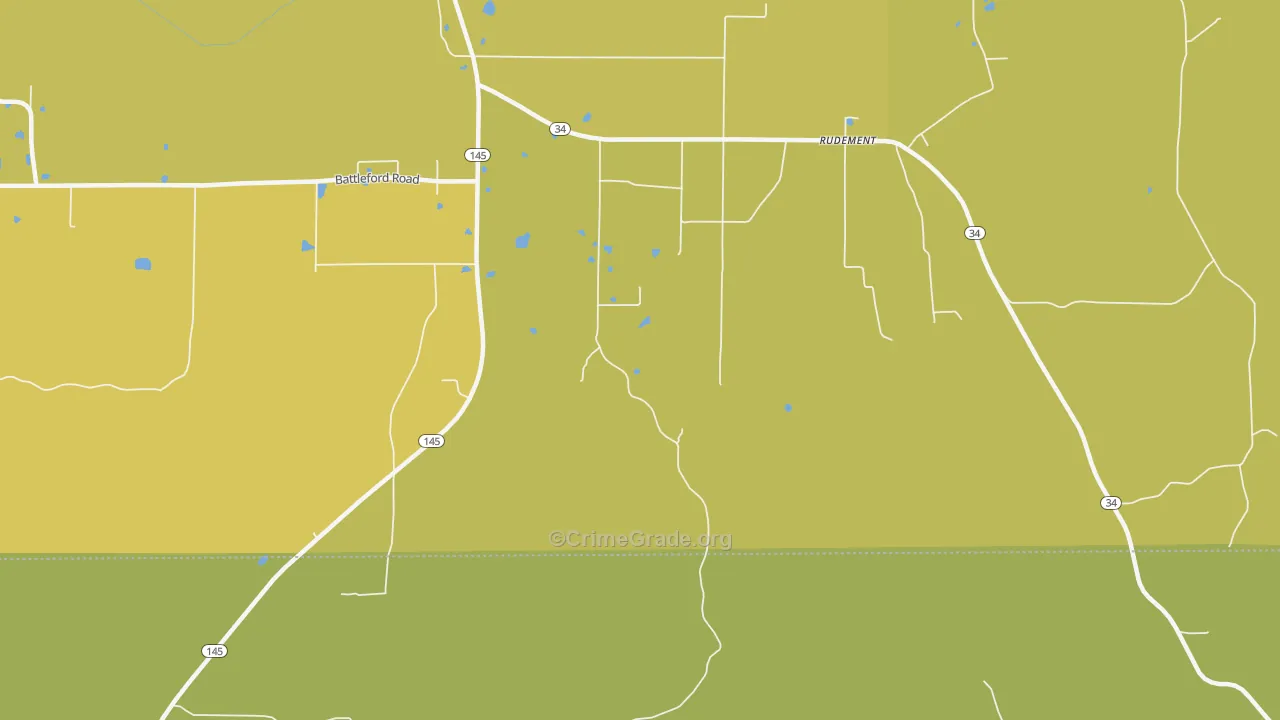 Rudement, IL Map of Burglary Rates