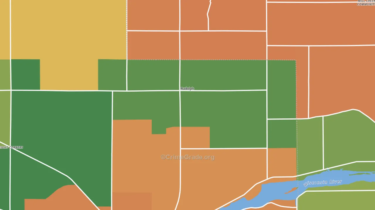 Rudolph, WI Map of Burglary Rates
