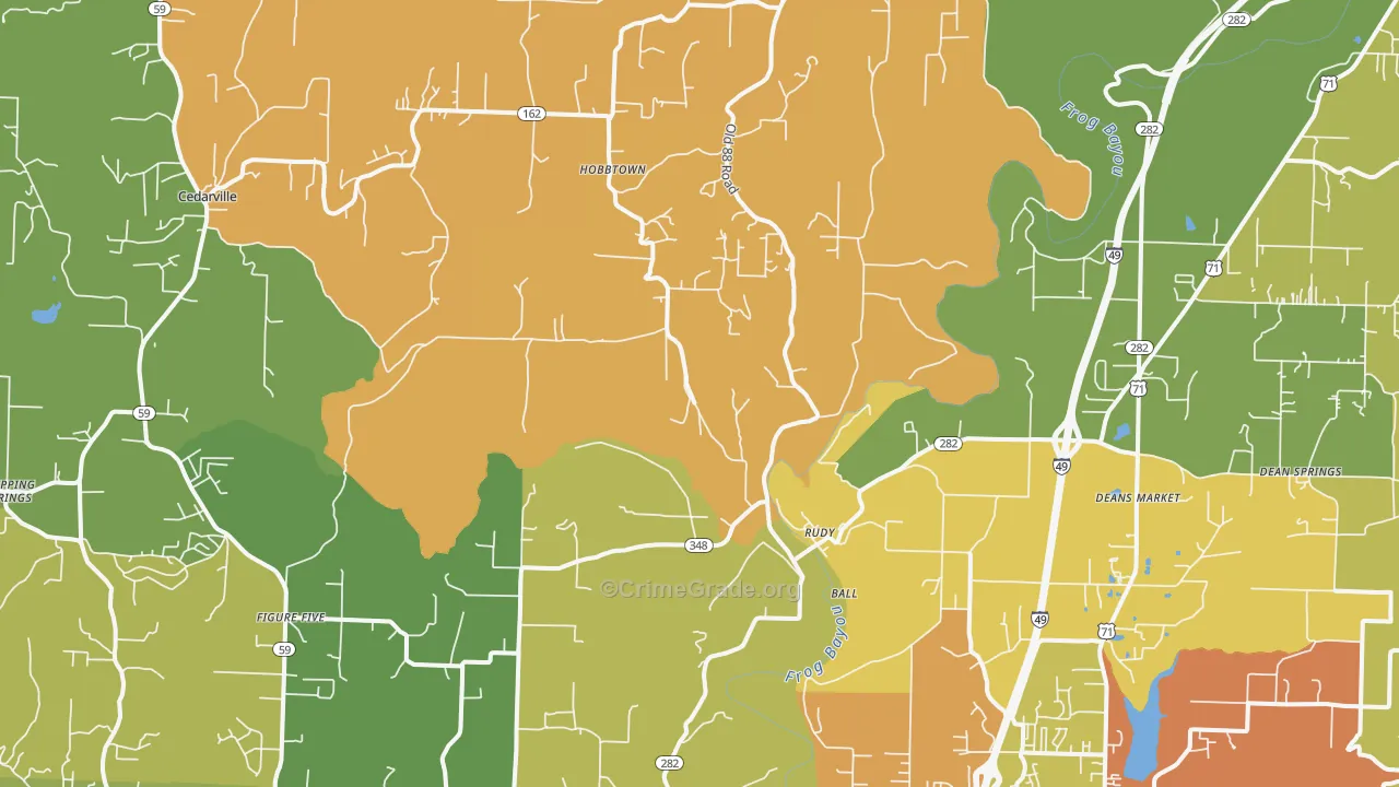 Rudy, AR Map of Burglary Rates