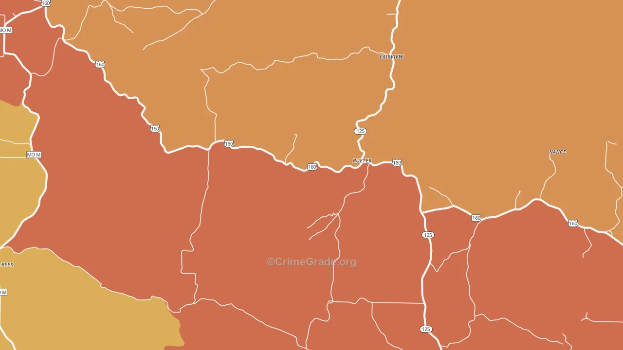 Rueter, MO Map of Burglary Rates