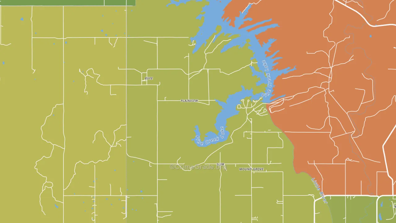 Rufe, OK Map of Burglary Rates