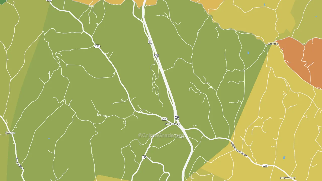 Ruff Creek, PA Map of Burglary Rates