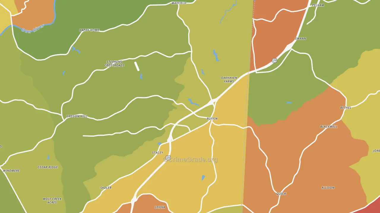 Ruffin, NC Map of Burglary Rates