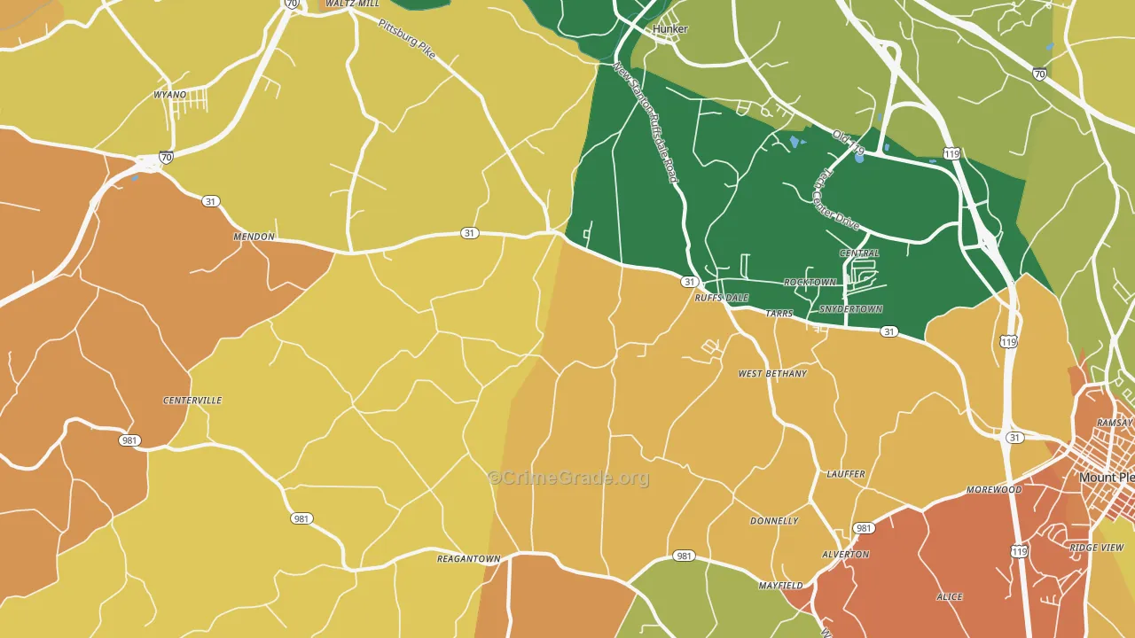 Ruffsdale, PA Map of Burglary Rates