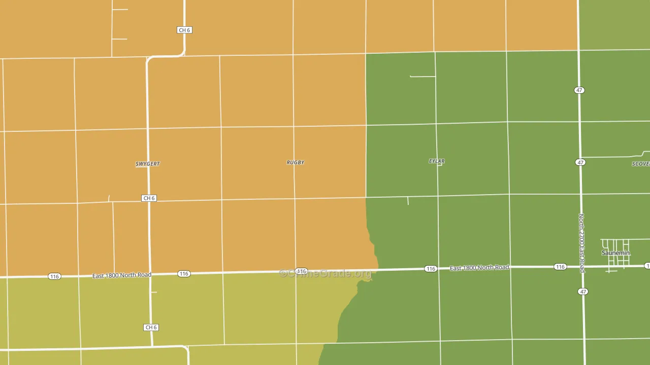 Rugby, IL Map of Burglary Rates