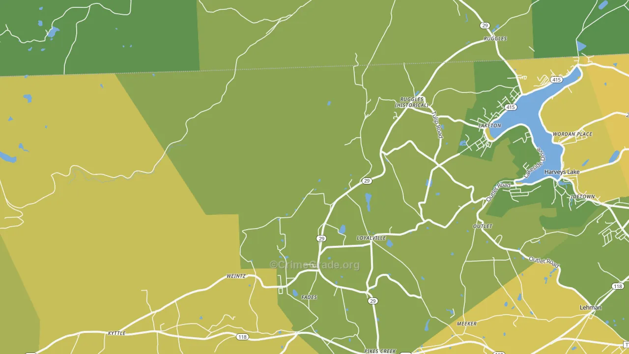 Ruggles, PA Map of Burglary Rates