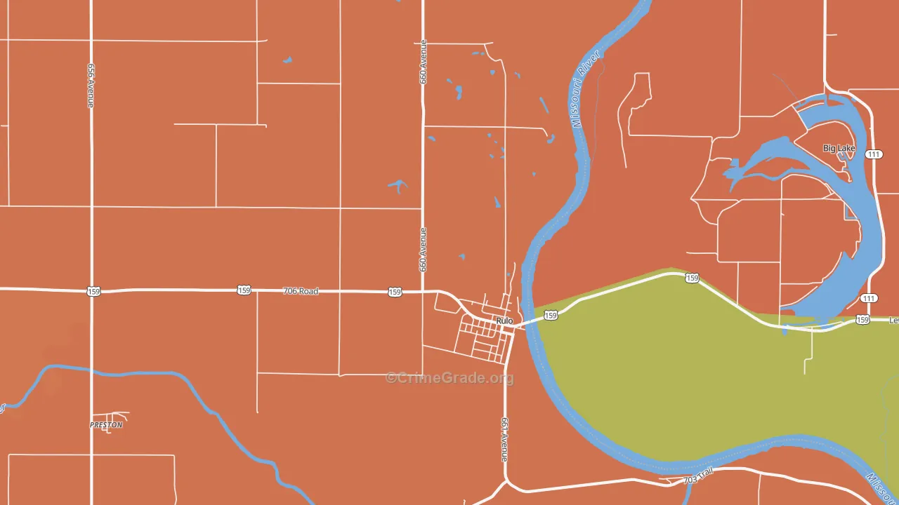 Rulo, NE Map of Burglary Rates