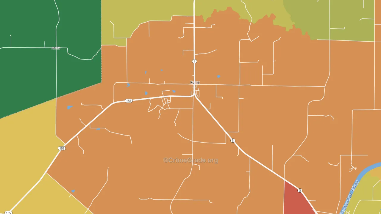 Ruma, IL Map of Burglary Rates
