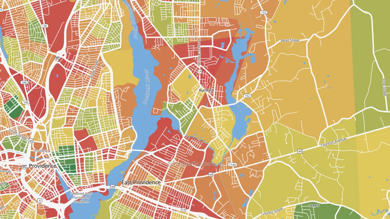 Rumford, RI Map of Burglary Rates