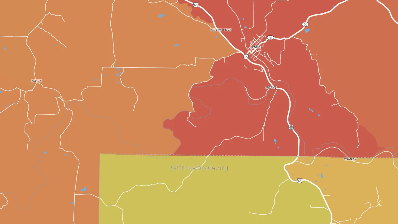 Rumley, AR Map of Burglary Rates