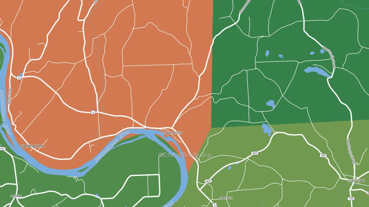 Rummerfield, PA Map of Burglary Rates