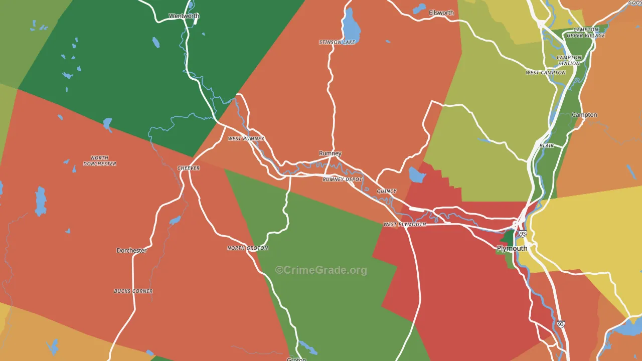 Rumney, NH Map of Burglary Rates