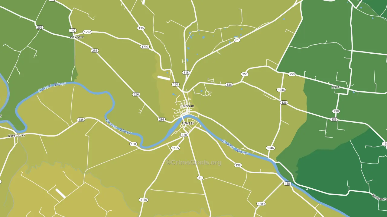 Rumsey, KY Map of Burglary Rates