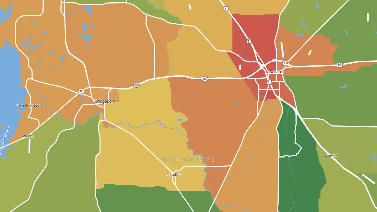 Runaway Bay, TX Map of Burglary Rates