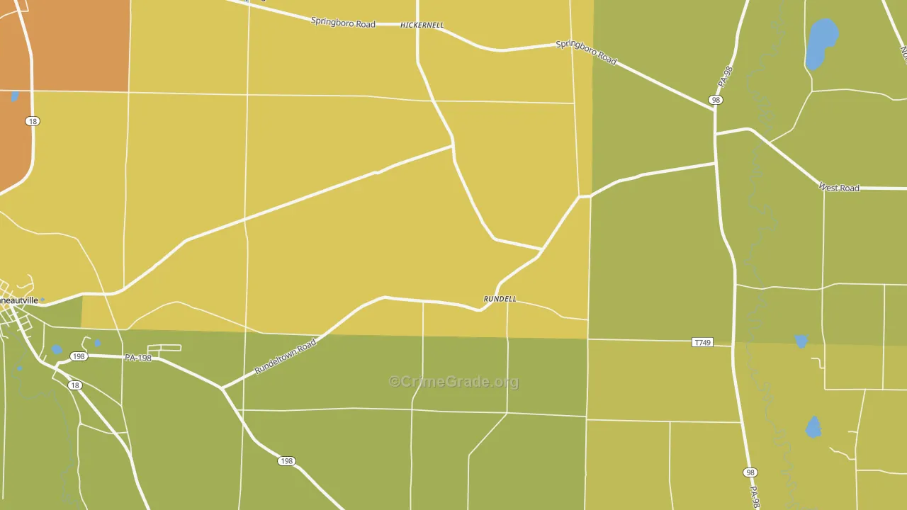 Rundell, PA Map of Burglary Rates