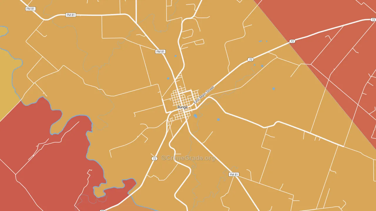 Runge, TX Map of Burglary Rates