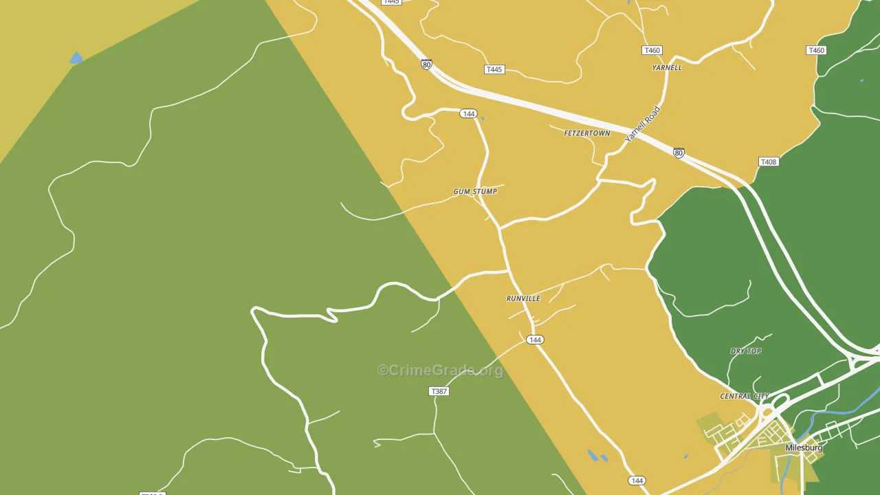 Runville, PA Map of Burglary Rates