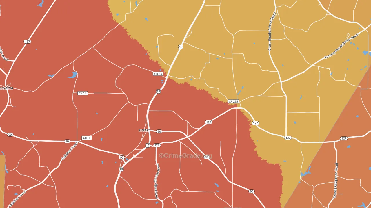 Rupert, GA Map of Burglary Rates