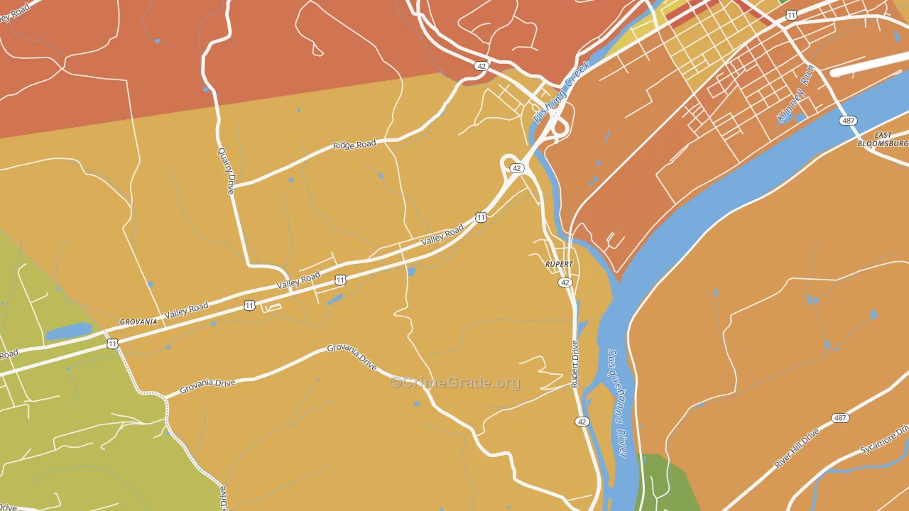 Rupert, PA Map of Burglary Rates
