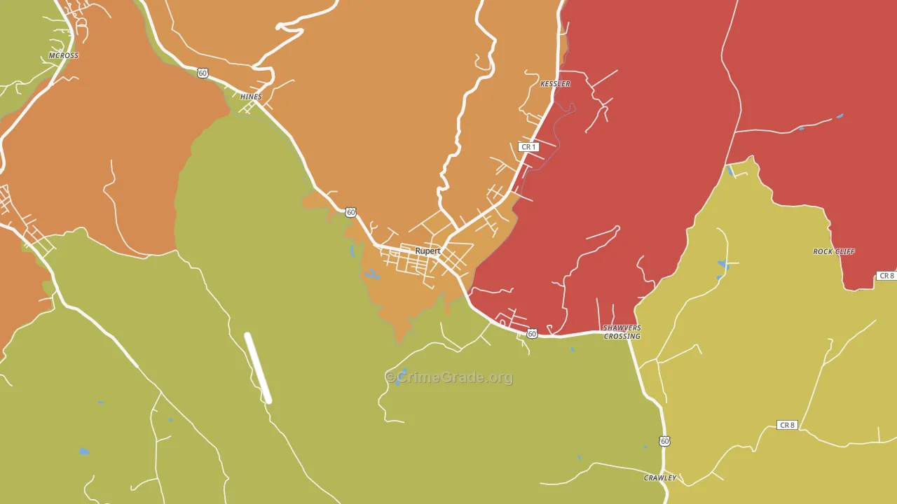 Rupert, WV Map of Burglary Rates