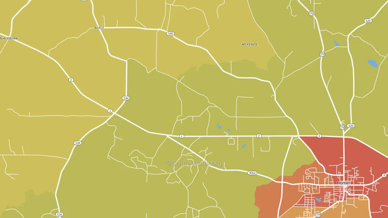 Ruple, LA Map of Burglary Rates