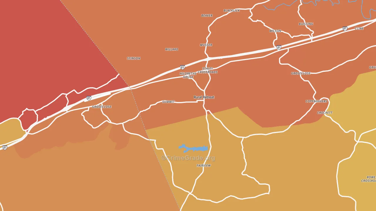 Rural Retreat, VA Map of Burglary Rates