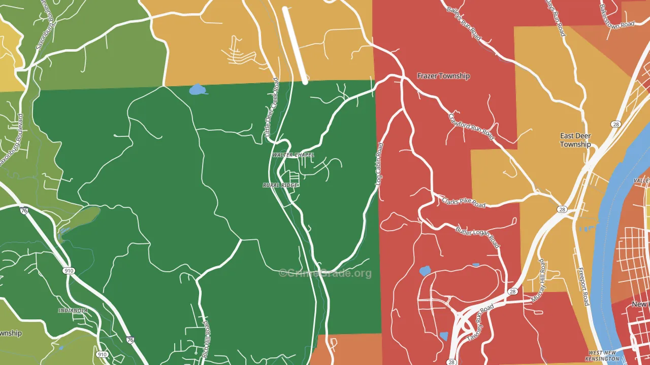 Rural Ridge, PA Map of Burglary Rates