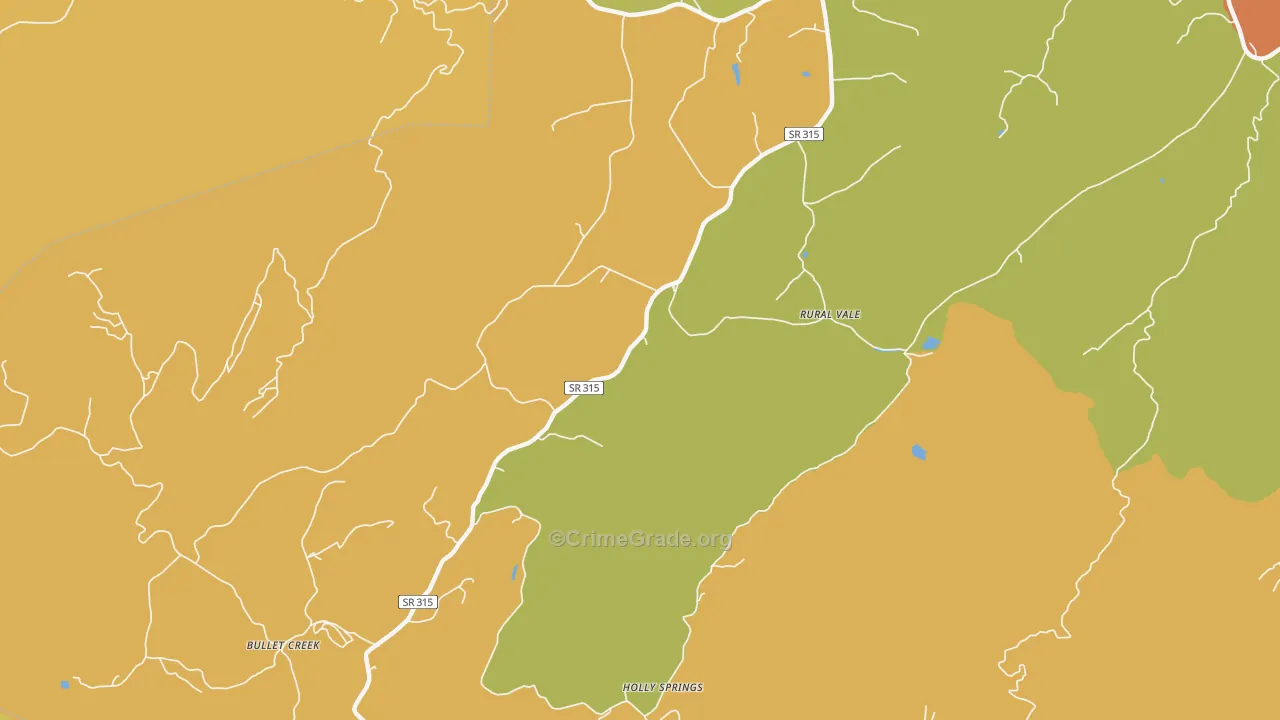 Rural Vale, TN Map of Burglary Rates