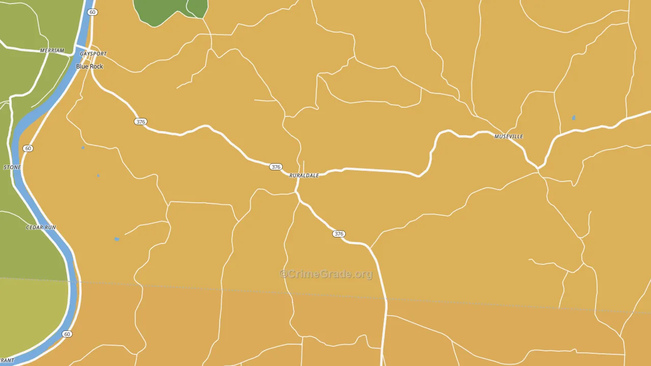 Ruraldale, OH Map of Burglary Rates
