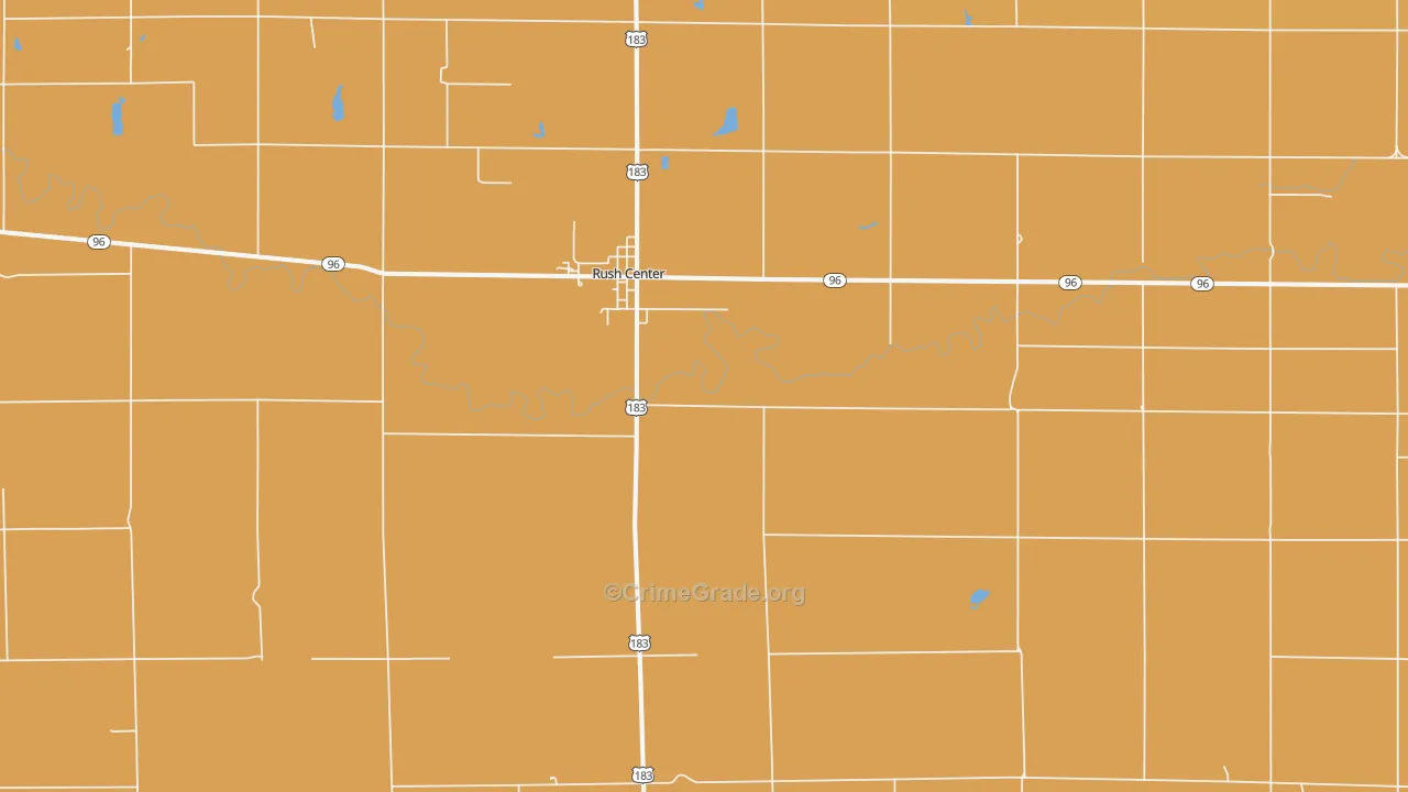 Rush Center, KS Map of Burglary Rates
