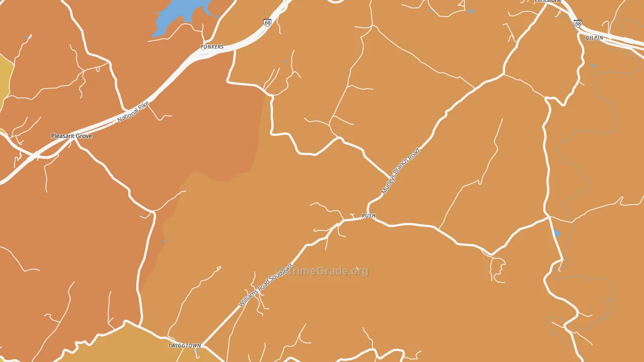 Rush, MD Map of Burglary Rates