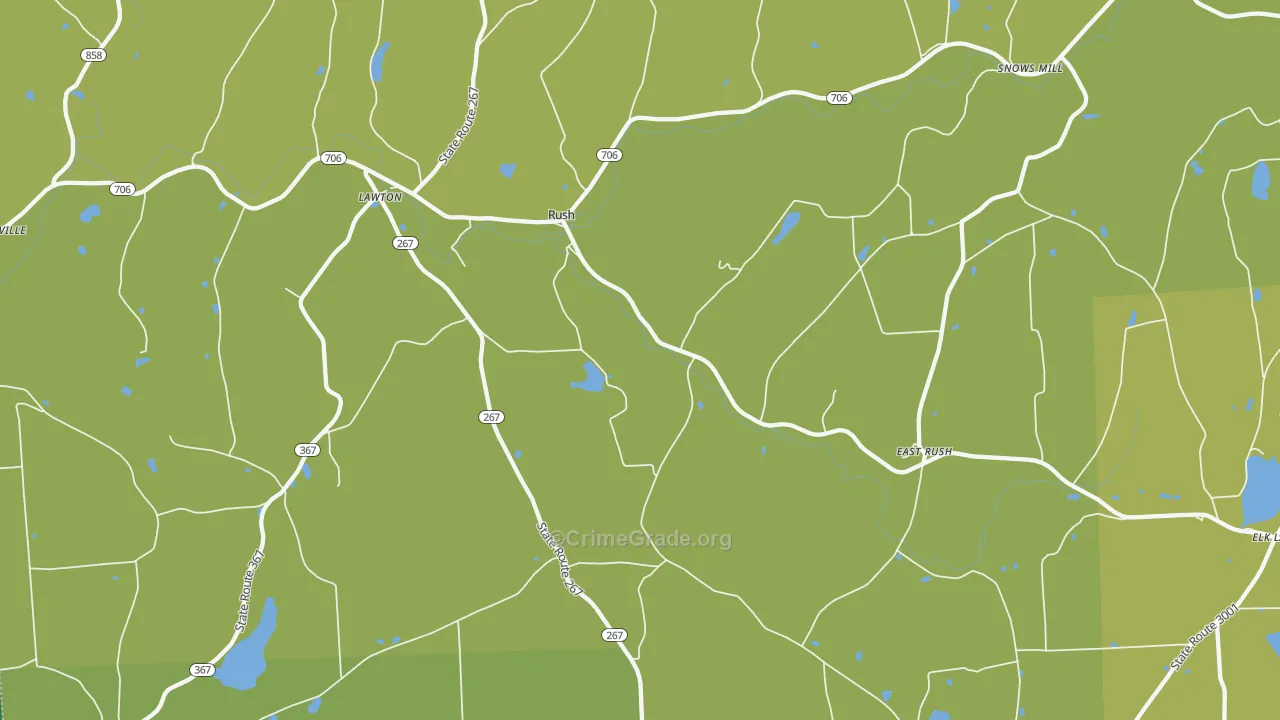 Rush, PA Map of Burglary Rates