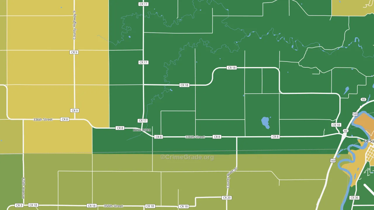 Rush River, MN Map of Burglary Rates