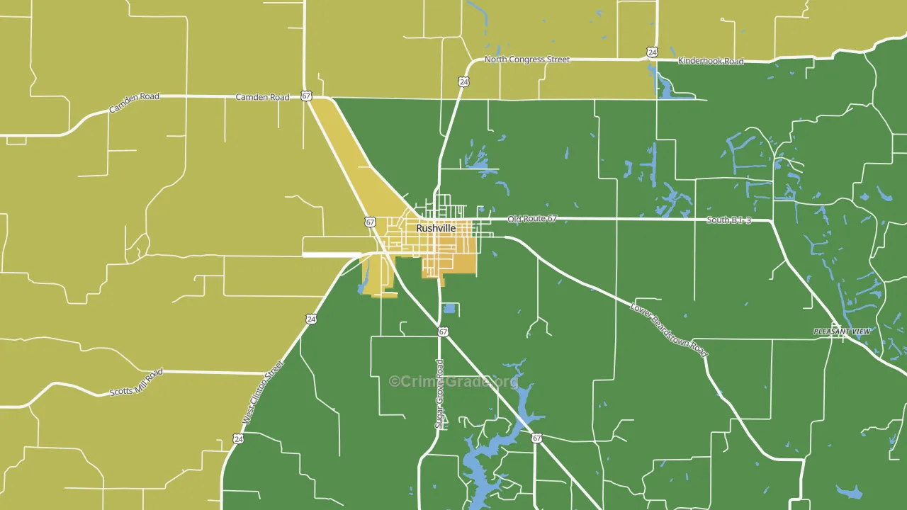 Rushville, IL Map of Burglary Rates