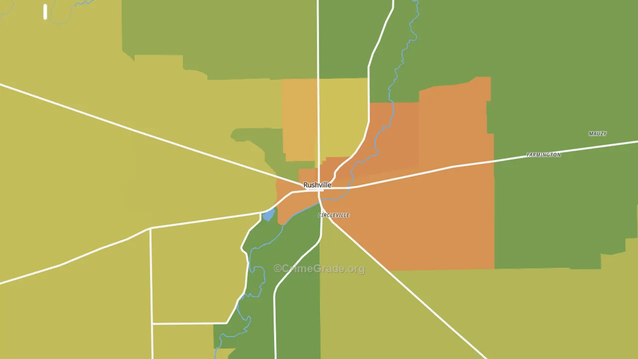 Rushville, IN Map of Burglary Rates