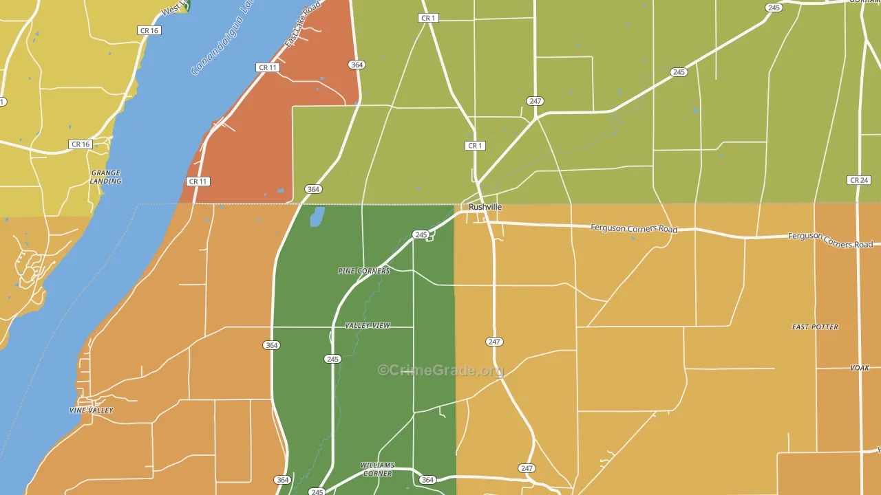 Rushville, NY Map of Burglary Rates