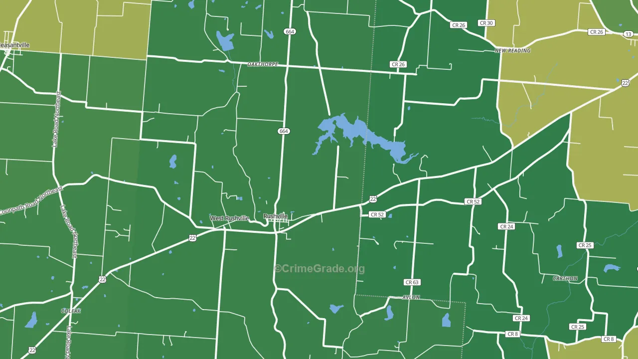 Rushville, OH Map of Burglary Rates