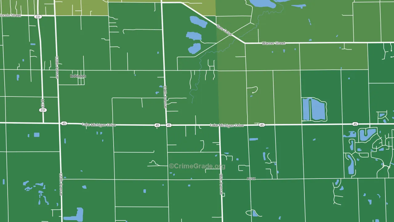 Rusk, MI Map of Burglary Rates