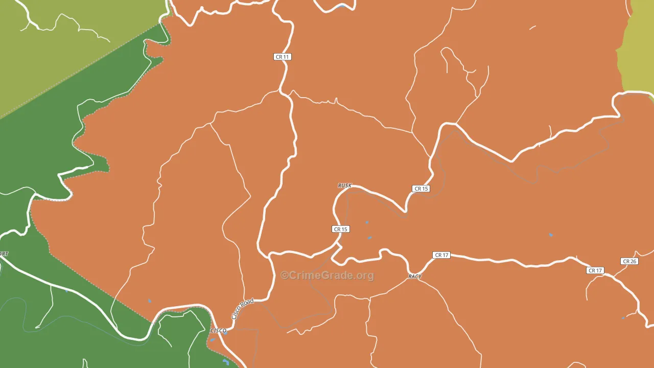 Rusk, WV Map of Burglary Rates