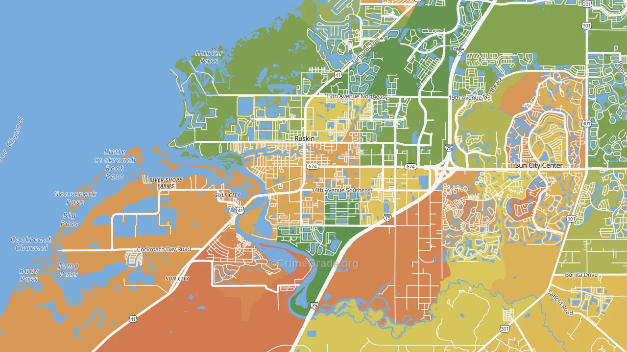 Ruskin, FL Map of Burglary Rates