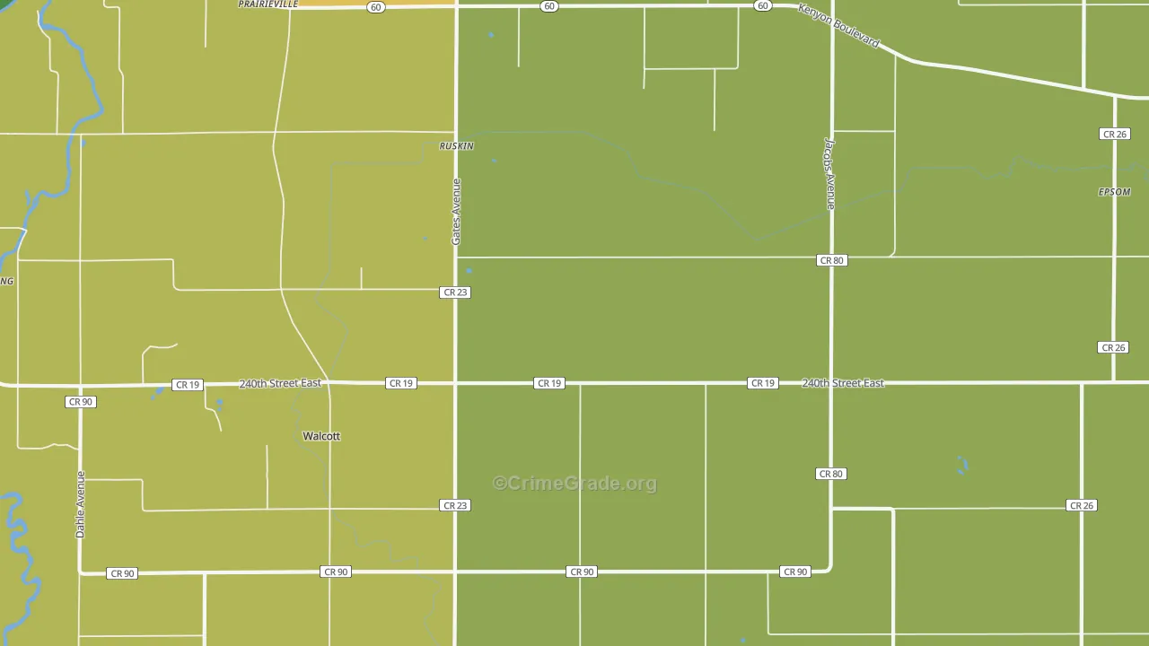 Ruskin, MN Map of Burglary Rates