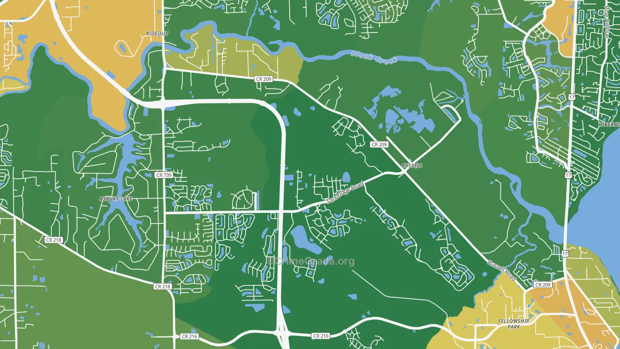 Russell, FL Map of Burglary Rates