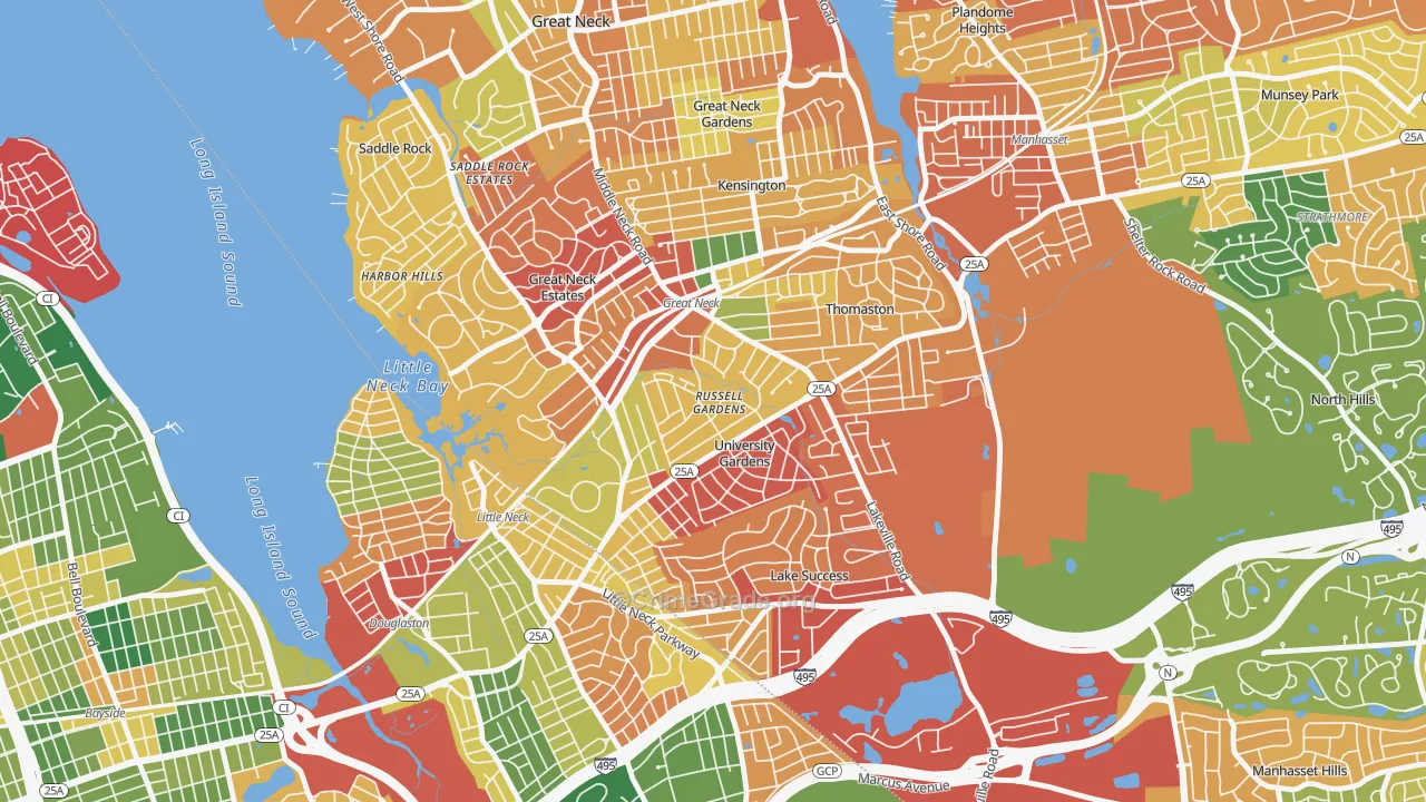 Russell Gardens, NY Map of Burglary Rates